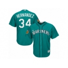 Youth Majestic Seattle Mariners #34 Felix Hernandez Authentic Aqua 2017 Spring Training Cool Base MLB Jersey