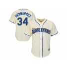 Youth Seattle Mariners #34 Felix Hernandez Cream Cool Base Stitched MLB Jersey