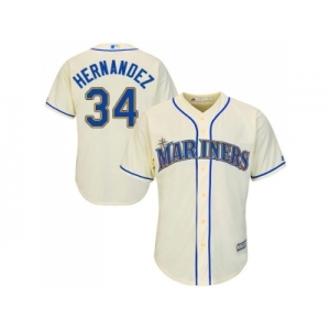 Youth Seattle Mariners #34 Felix Hernandez Cream Cool Base Stitched MLB Jersey