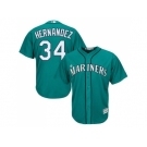 Youth Seattle Mariners #34 Felix Hernandez Green Cool Base Stitched MLB Jersey