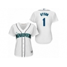 Women Majestic Seattle Mariners #1 Jarrod Dyson Authentic White Home Cool Base MLB Jersey