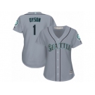 Women Majestic Seattle Mariners #1 Jarrod Dyson Replica Grey Road Cool Base MLB Jersey