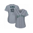 Women Majestic Seattle Mariners #10 Yonder Alonso Authentic Grey Road Cool Base MLB Jersey