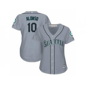 Women Majestic Seattle Mariners #10 Yonder Alonso Authentic Grey Road Cool Base MLB Jersey