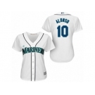 Women Majestic Seattle Mariners #10 Yonder Alonso Replica White Home Cool Base MLB Jersey