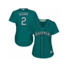 Women's Majestic Seattle Mariners #2 Jean Segura Replica Teal Green Alternate Cool Base MLB Jersey