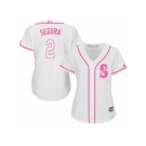 Women's Majestic Seattle Mariners #2 Jean Segura Replica White Fashion Cool Base MLB Jersey