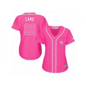 Women's Majestic Seattle Mariners #22 Robinson Cano Replica Pink Fashion Cool Base MLB Jersey