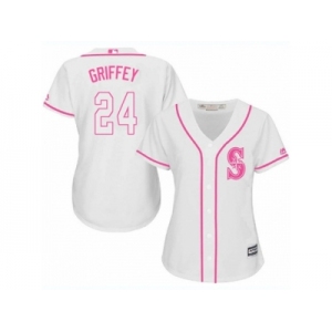 Women's Majestic Seattle Mariners #24 Ken Griffey Replica White Fashion Cool Base MLB Jersey