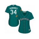 Women's Majestic Seattle Mariners #34 Felix Hernandez Authentic Aqua 2017 Spring Training Cool Base MLB Jersey