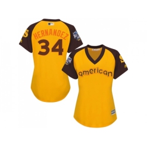 Women's Majestic Seattle Mariners #34 Felix Hernandez Authentic Yellow 2016 All-Star American League BP Cool Base MLB Jersey