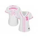 Women's Majestic Seattle Mariners #34 Felix Hernandez Replica White Fashion Cool Base MLB Jersey