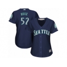 Women's Majestic Seattle Mariners #52 Carlos Ruiz Replica Navy Blue Alternate 2 Cool Base MLB Jersey