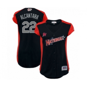 Women's Miami Marlins #22 Sandy Alcantara Authentic Navy Blue National League 2019 Baseball All-Star Jersey