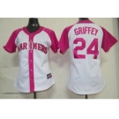 women mlb seattle mariners #24 griffey white pink[2012]