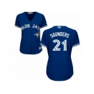 Wome Majestic Toronto Blue Jays #21 Michael Saunders Replica Blue Alternate MLB Jersey