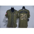 Women Majestic Toronto Blue Jays #20 Josh Donaldson Authentic Green Salute to Service MLB Jersey