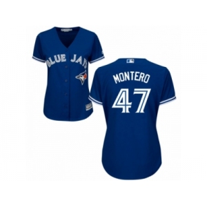 Women Majestic Toronto Blue Jays #47 Miguel Montero Replica Blue Alternate MLB Jersey