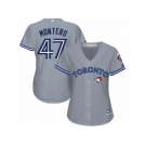 Women Majestic Toronto Blue Jays #47 Miguel Montero Replica Grey Road MLB Jersey