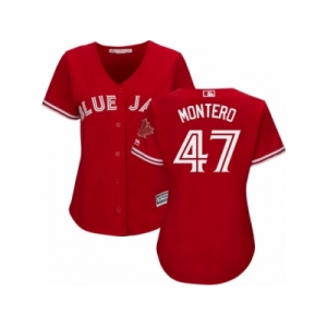 Women Majestic Toronto Blue Jays #47 Miguel Montero Replica Scarlet Alternate MLB Jersey