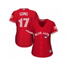 Women's Majestic Toronto Blue Jays #17 Ryan Goins Authentic Red Canada Day MLB Jersey