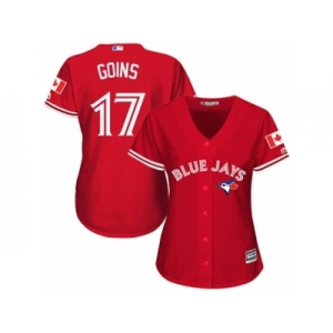 Women's Majestic Toronto Blue Jays #17 Ryan Goins Authentic Red Canada Day MLB Jersey
