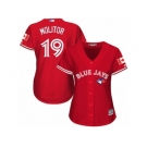 Women's Majestic Toronto Blue Jays #19 Paul Molitor Authentic Red Canada Day MLB Jersey