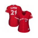 Women's Majestic Toronto Blue Jays #21 Roger Clemens Authentic Red Canada Day MLB Jersey