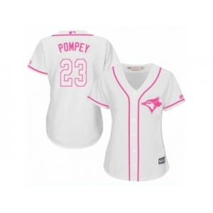 Women's Majestic Toronto Blue Jays #23 Dalton Pompey Replica White Fashion Cool Base MLB Jersey