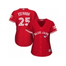 Women's Majestic Toronto Blue Jays #25 Marco Estrada Authentic Red Canada Day MLB Jersey