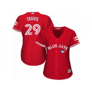 Women's Majestic Toronto Blue Jays #29 Devon Travis Authentic Red Canada Day MLB Jersey