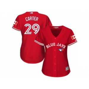 Women's Majestic Toronto Blue Jays #29 Joe Carter Authentic Red Canada Day MLB Jersey