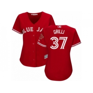 Women's Majestic Toronto Blue Jays #37 Jason Grilli Authentic Red Canada Day MLB Jersey