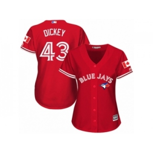 Women's Majestic Toronto Blue Jays #43 R.A. Dickey Authentic Red Canada Day MLB Jersey