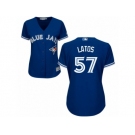 Women's Majestic Toronto Blue Jays #57 Mat Latos Authentic Blue Alternate MLB Jersey