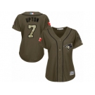 Women's Majestic Toronto Blue Jays #7 B.J. Upton Authentic Green Salute to Service MLB Jersey