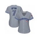 Women's Majestic Toronto Blue Jays #7 B.J. Upton Replica Grey Road MLB Jersey