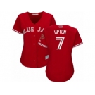 Women's Majestic Toronto Blue Jays #7 B.J. Upton Replica Red Canada Day MLB Jersey