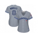 Women's Majestic Toronto Blue Jays #8 Kendrys Morales Authentic Grey Road MLB Jersey