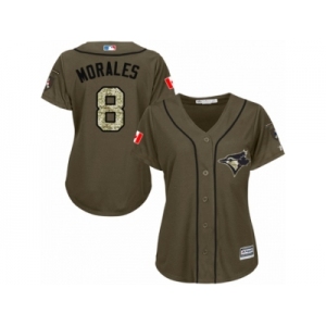 Women's Majestic Toronto Blue Jays #8 Kendrys Morales Replica Green Salute to Service MLB Jersey