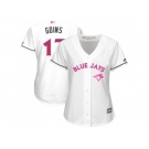 Women's Toronto Blue Jays #17 Ryan Goins White Mother's Day Cool Base Stitched MLB Jersey