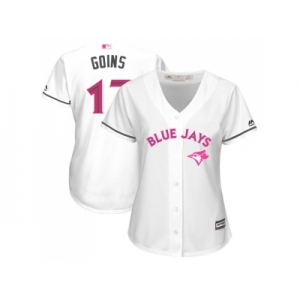 Women's Toronto Blue Jays #17 Ryan Goins White Mother's Day Cool Base Stitched MLB Jersey