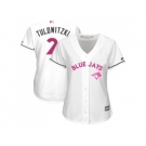 Women's Toronto Blue Jays #2 Troy Tulowitzki White Mother's Day Cool Base Stitched MLB Jersey