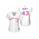 Women's Toronto Blue Jays #43 R.A. Dickey White Home 2016 Mother's Day Cool Base Jersey