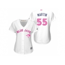 Women's Toronto Blue Jays #55 Russell Martin White Home 2016 Mother's Day Cool Base Jersey