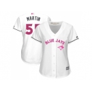 Women's Toronto Blue Jays #55 Russell Martin White Mother's Day Cool Base Stitched MLB Jersey