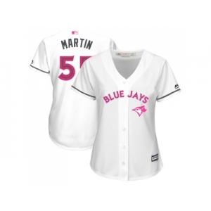 Women's Toronto Blue Jays #55 Russell Martin White Mother's Day Cool Base Stitched MLB Jersey