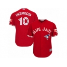 Youth Majestic Toronto Blue Jays #10 Edwin Encarnacion Authentic Red Canada Day MLB Jersey