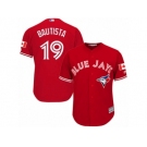 Youth Majestic Toronto Blue Jays #19 Jose Bautista Authentic Red Canada Day MLB Jersey