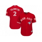 Youth Majestic Toronto Blue Jays #2 Troy Tulowitzki Authentic Red Canada Day MLB Jersey